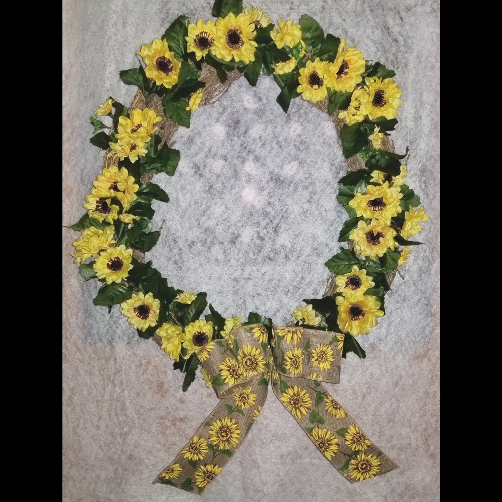 18" Grapevine Wreath with Sunflowers Handmade